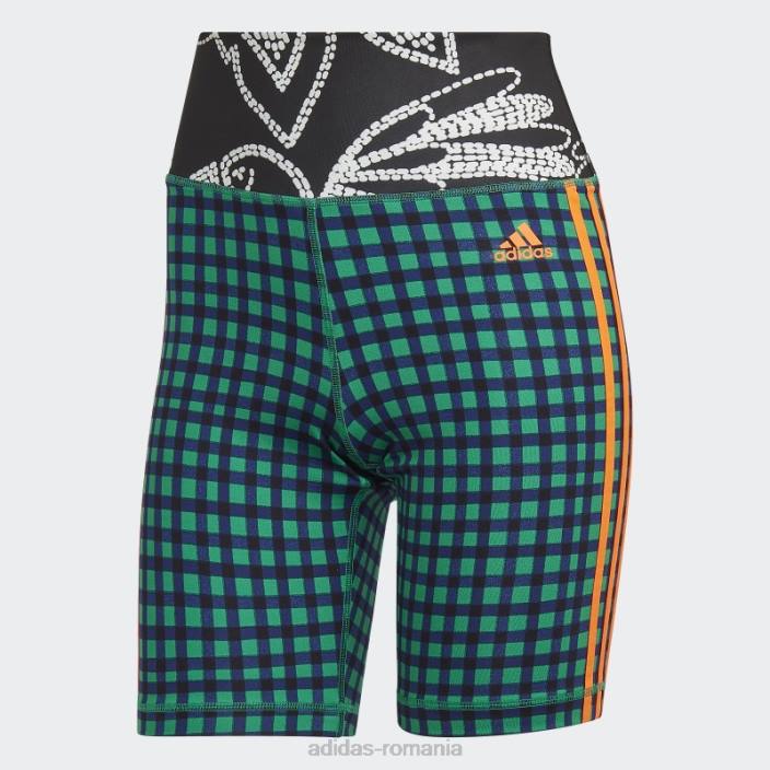 Adidas pantaloni scurți pentru biciclete farm rio verde îndrăzneț femei verde aldine/portocaliu aplicație 2JBN10664
