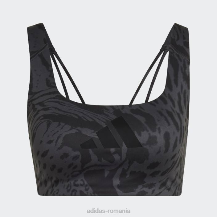 Adidas powerimpact training sutien mediu cu imprimeu integral carbon adidas femei carbon/negru 2JBN10656