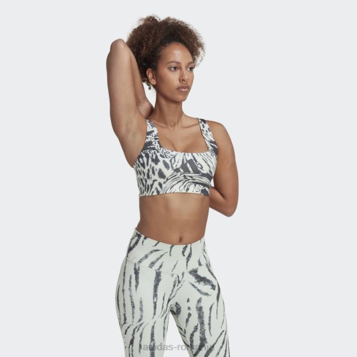 Adidas powerimpact training sutien mediu cu imprimeu peste tot verde femei verde/carbon 2JBN10682