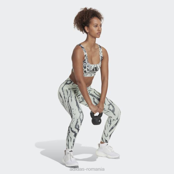 Adidas powerimpact training sutien mediu cu imprimeu peste tot verde femei verde/carbon 2JBN10682