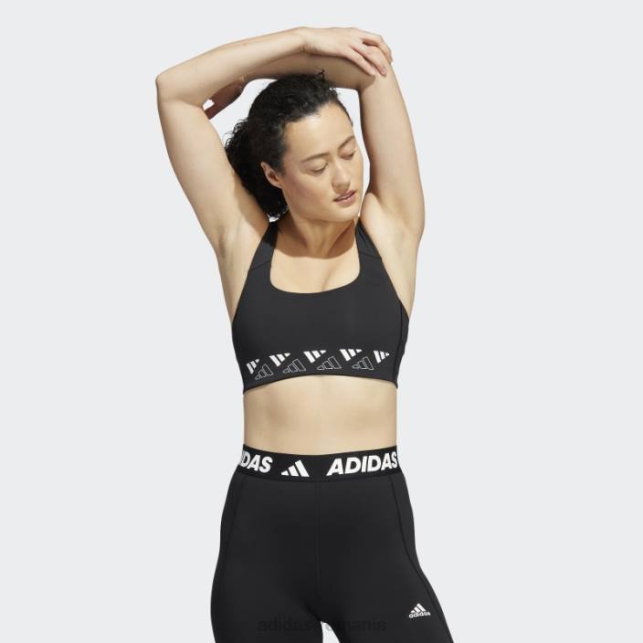 Adidas powerimpact training sutien mediu cu logo negru femei alb negru 2JBN2987