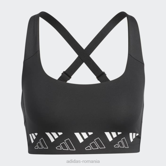 Adidas powerimpact training sutien mediu cu logo negru femei alb negru 2JBN2987