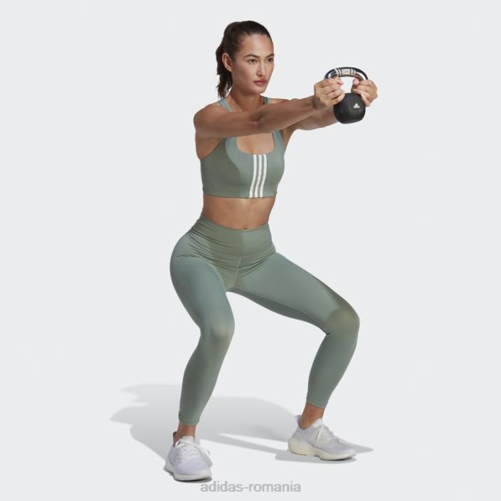 Adidas powerimpact training sutien mediu suport alb fashion femei verde argintiu/alb 2JBN9341