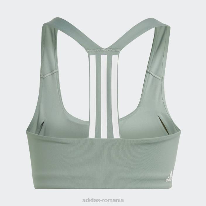 Adidas powerimpact training sutien mediu suport alb fashion femei verde argintiu/alb 2JBN9341