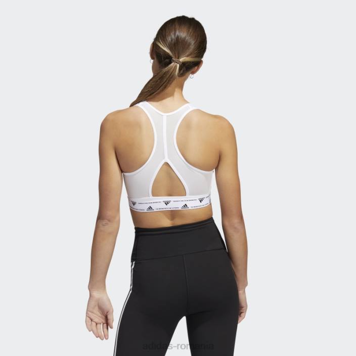 Adidas powerreact training sutien mediu cu 3 dungi alb fierbinte femei alb negru 2JBN9987