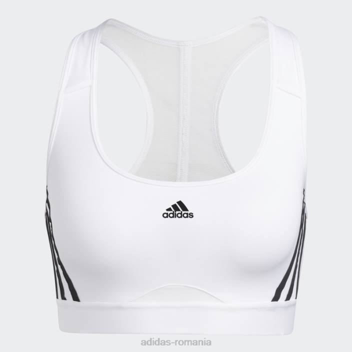 Adidas powerreact training sutien mediu cu 3 dungi alb fierbinte femei alb negru 2JBN9987