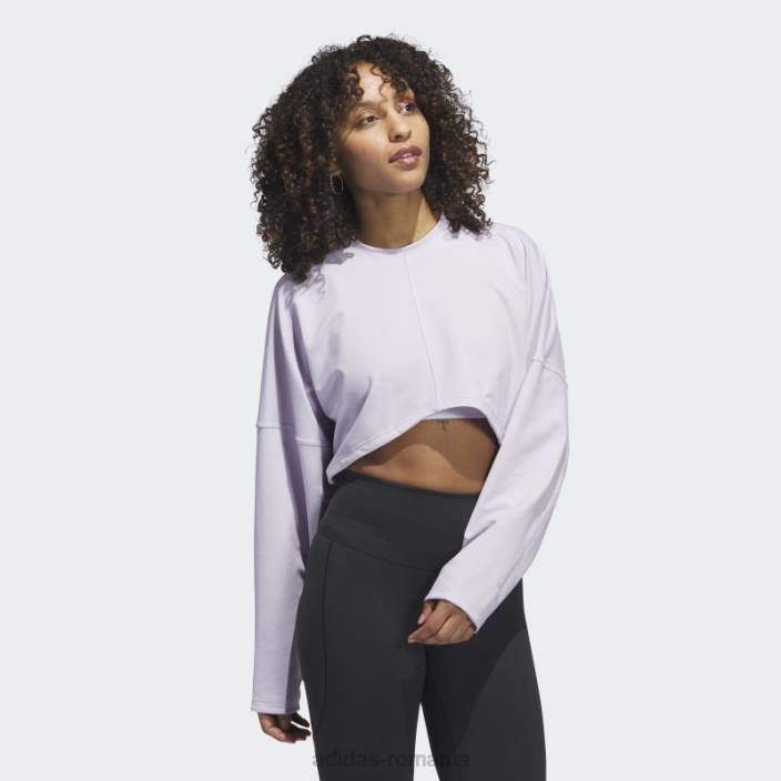 Adidas silver Dawn yoga studio crop hanorac modă femei zori argintii 2JBN9239