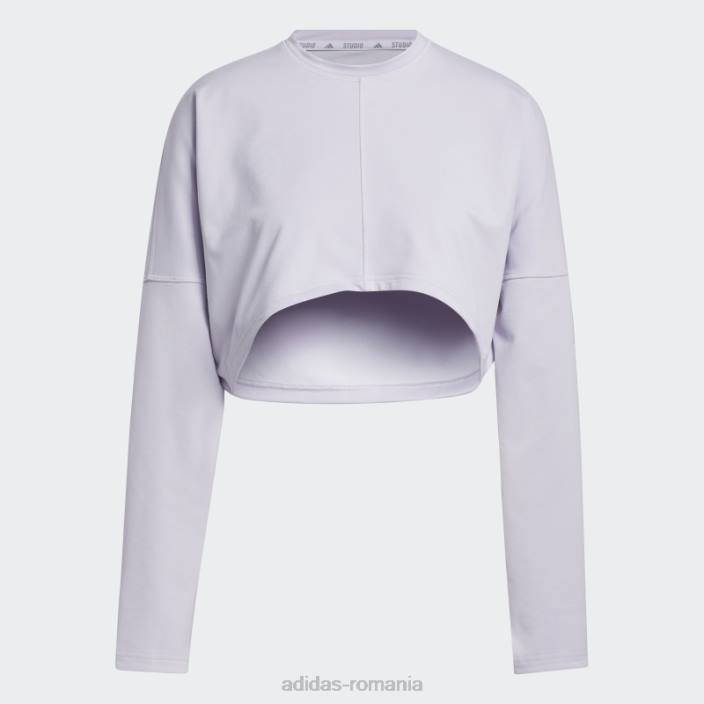 Adidas silver Dawn yoga studio crop hanorac modă femei zori argintii 2JBN9239