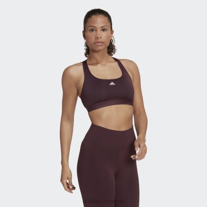 Adidas sutien adidas cu suport mediu pentru antrenament maroon powerreact femei maro 2JBN8949