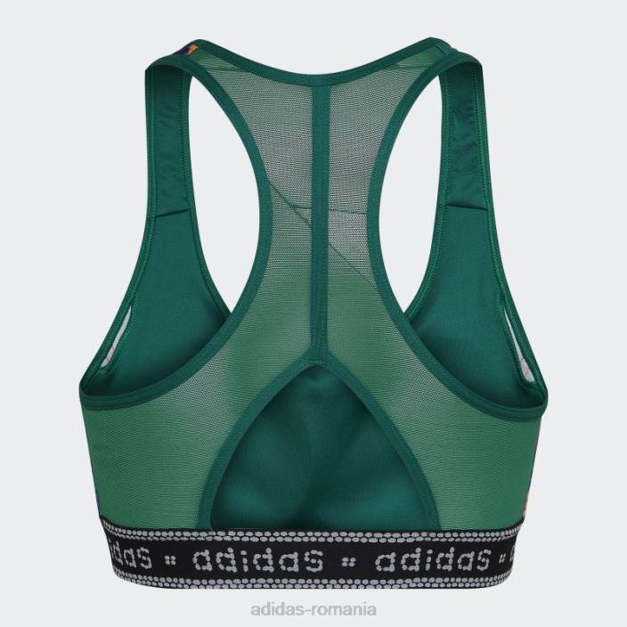 Adidas sutien adidas cu suport mediu verde ferm rio femei verde aldine/portocaliu aplicație 2JBN10821