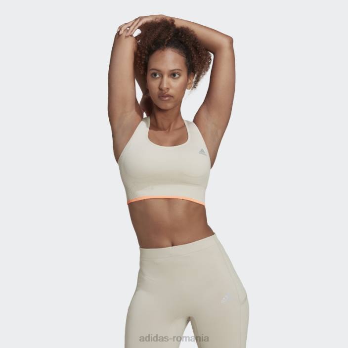Adidas sutien adidas din lână merinos, fără sudură, cu suport mediu pentru alergare femei aluminiu/grinda portocalie 2JBN10743