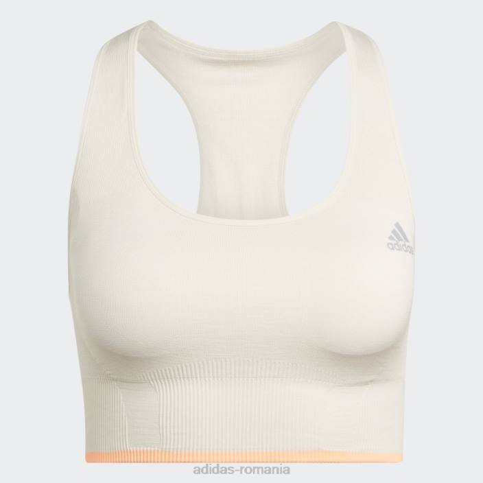 Adidas sutien adidas din lână merinos, fără sudură, cu suport mediu pentru alergare femei aluminiu/grinda portocalie 2JBN10743