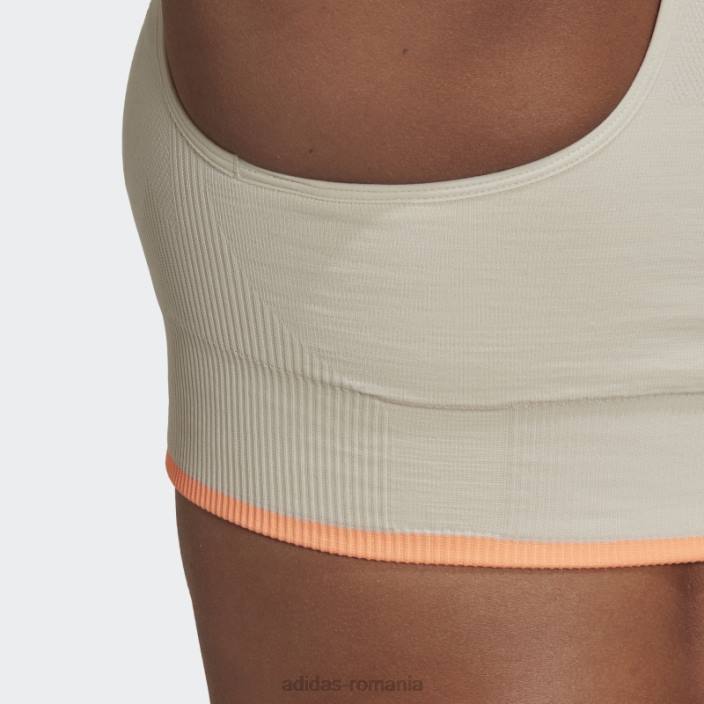 Adidas sutien adidas din lână merinos, fără sudură, cu suport mediu pentru alergare femei aluminiu/grinda portocalie 2JBN10743