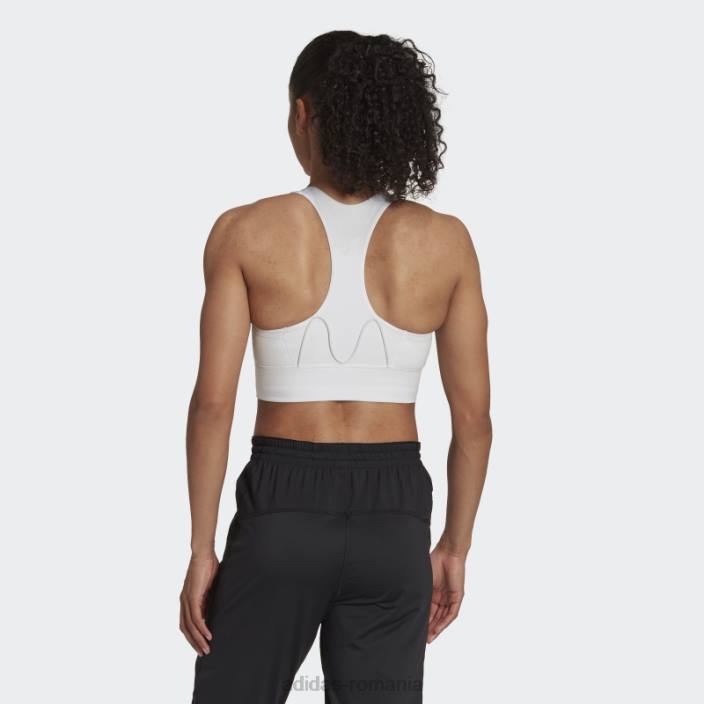 Adidas sutien adidas pentru buzunar cu suport mediu alb pentru alergare femei reflectorizant alb/negru 2JBN3051