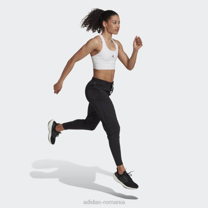 Adidas sutien adidas pentru buzunar cu suport mediu alb pentru alergare femei reflectorizant alb/negru 2JBN3051