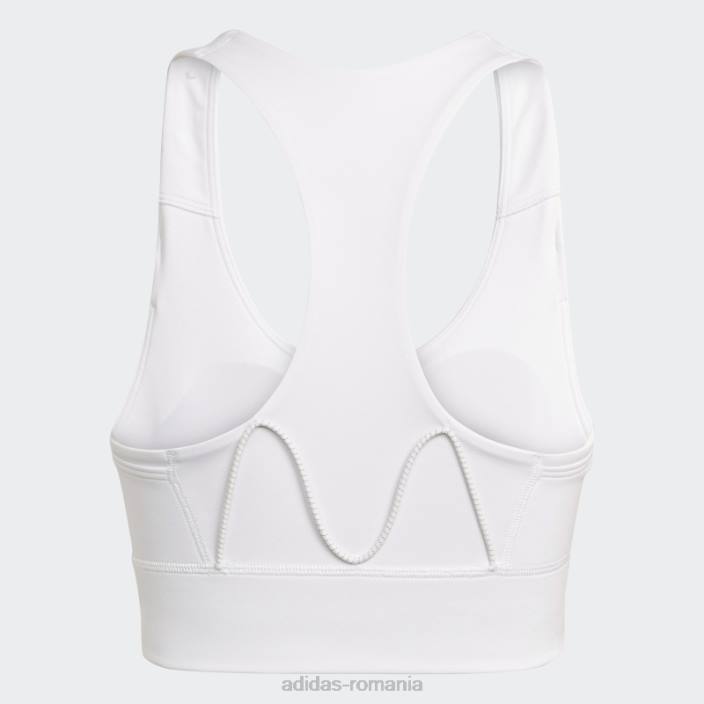 Adidas sutien adidas pentru buzunar cu suport mediu alb pentru alergare femei reflectorizant alb/negru 2JBN3051