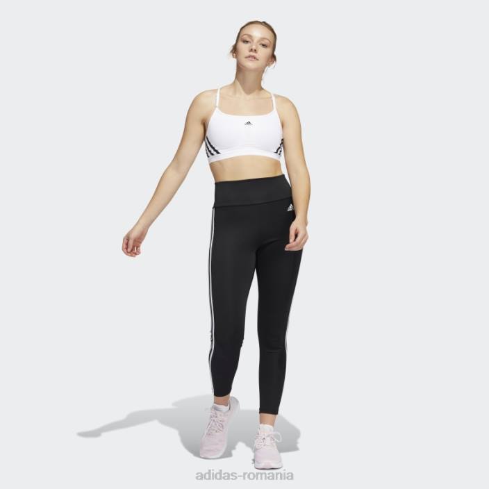 Adidas sutien cu 3 dungi cu susținere la lumină aeroreact alb fierbinte femei alb negru 2JBN17364