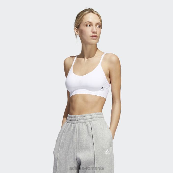 Adidas sutien cu bretele cu susținere ușoară purelounge alb adidas femei alb negru 2JBN8868