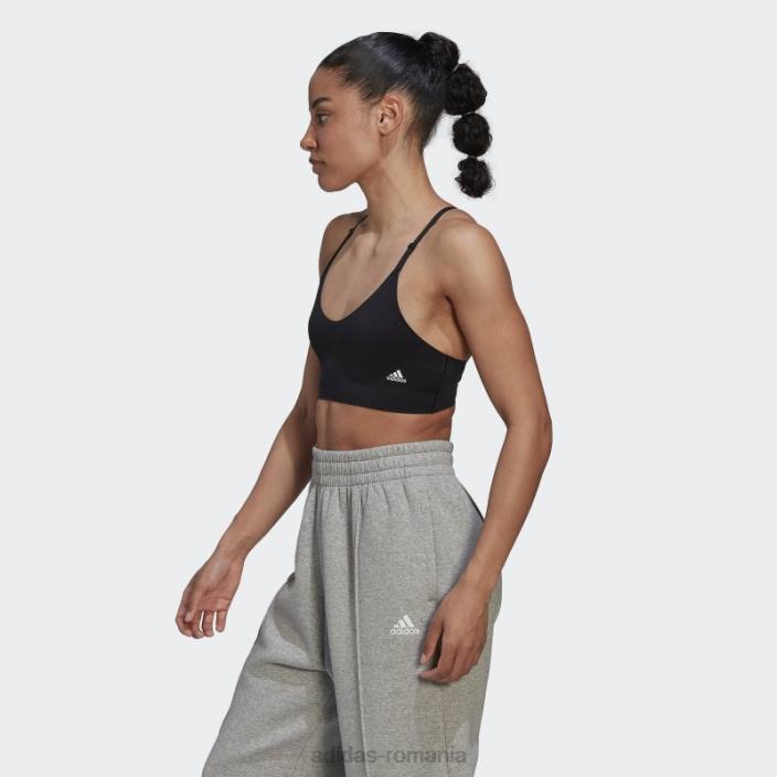 Adidas sutien cu bretele cu susținere ușoară purelounge negru femei alb negru 2JBN8930