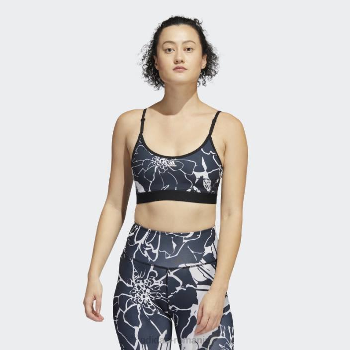 Adidas sutien cu imprimeu cu flori de susținere gri liniuță femei liniuță gri/negru 2JBN2801