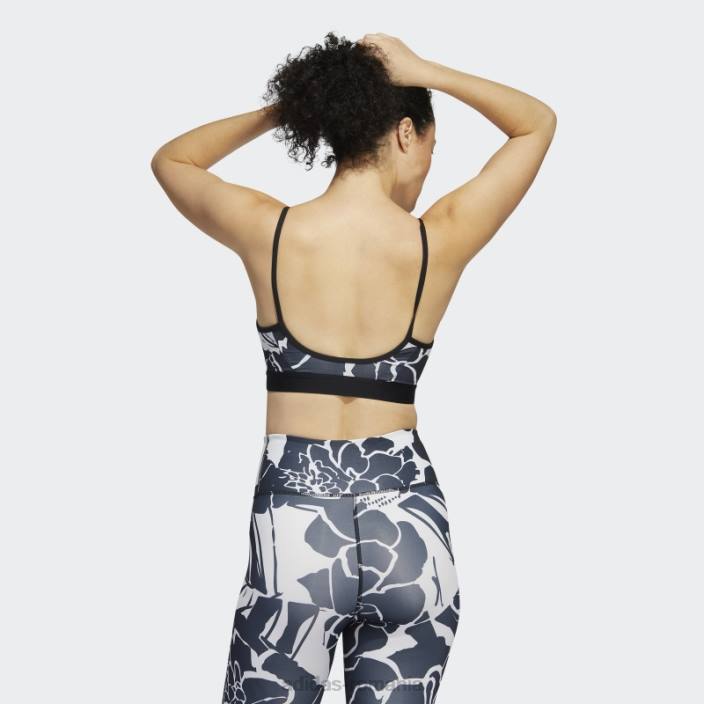 Adidas sutien cu imprimeu cu flori de susținere gri liniuță femei liniuță gri/negru 2JBN2801