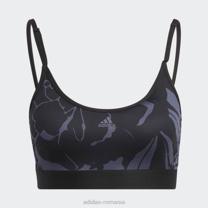 Adidas sutien cu imprimeu floral cu sustinere usoara bleumarin femei bleumarin/negru 2JBN10345