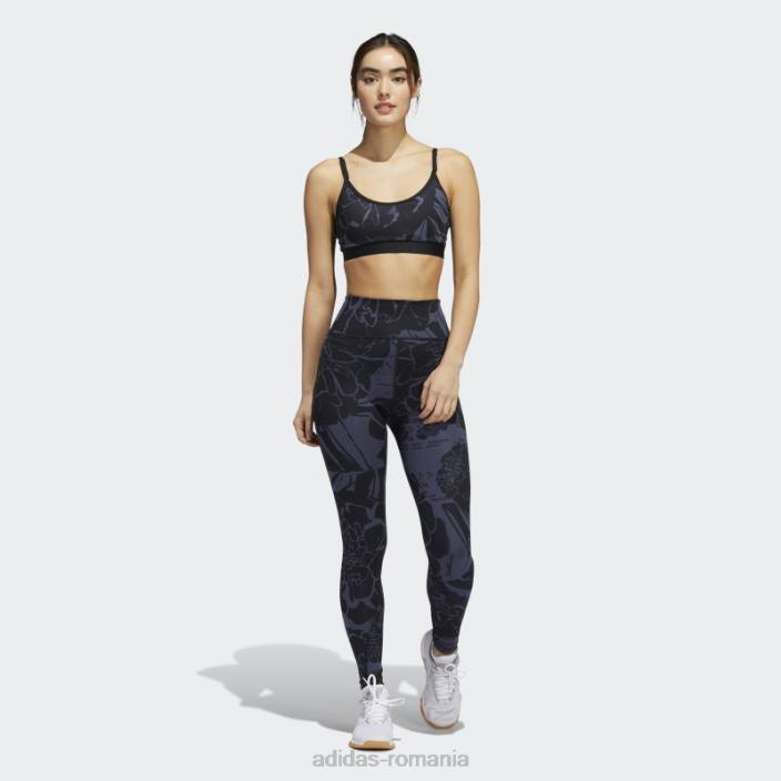 Adidas sutien cu imprimeu floral cu sustinere usoara bleumarin femei bleumarin/negru 2JBN10345