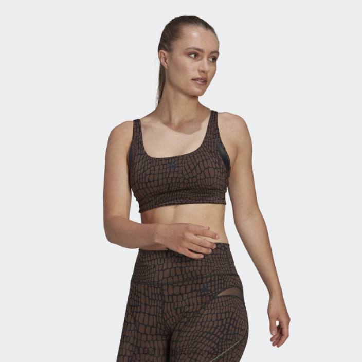 Adidas sutien cu imprimeu hiit maro powerimpact luxe antrenament mediu femei maro/carbon 2JBN2704