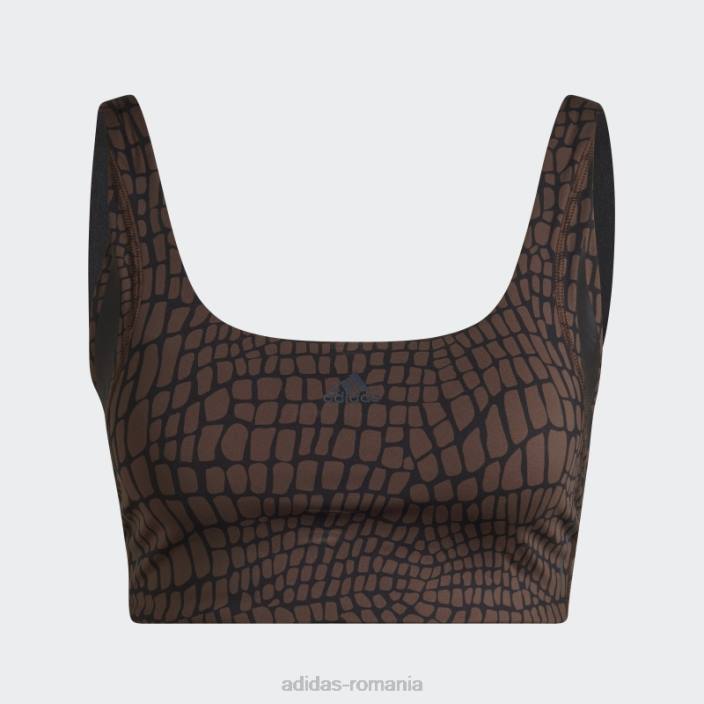 Adidas sutien cu imprimeu hiit maro powerimpact luxe antrenament mediu femei maro/carbon 2JBN2704
