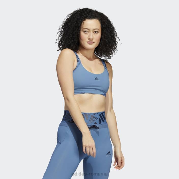 Adidas sutien cu logo pentru antrenament aeroimpact cu susținere luminoasă albastru alterat femei albastru alterat/gri liniuță 2JBN2804