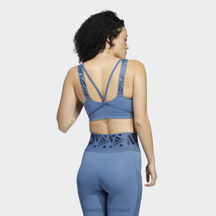 Adidas sutien cu logo pentru antrenament aeroimpact cu susținere luminoasă albastru alterat femei albastru alterat/gri liniuță 2JBN2804