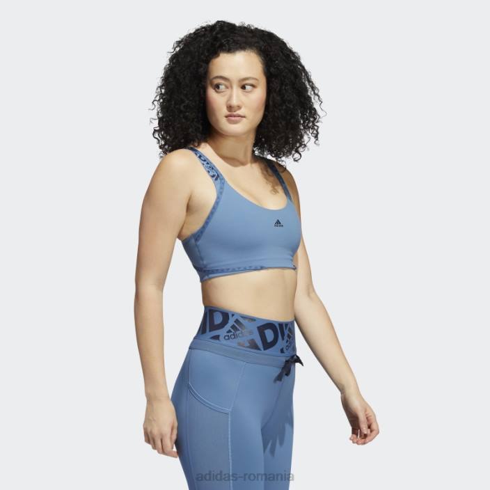 Adidas sutien cu logo pentru antrenament aeroimpact cu susținere luminoasă albastru alterat femei albastru alterat/gri liniuță 2JBN2804