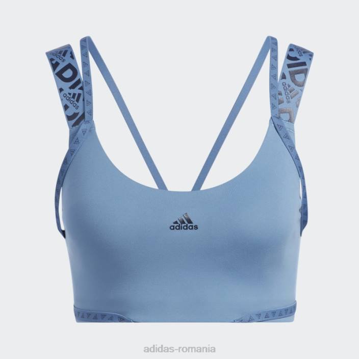 Adidas sutien cu logo pentru antrenament aeroimpact cu susținere luminoasă albastru alterat femei albastru alterat/gri liniuță 2JBN2804