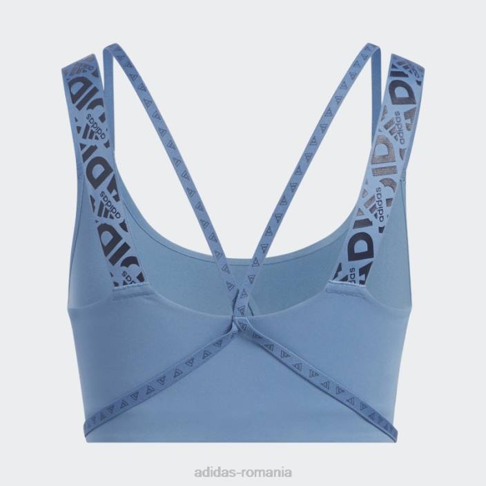 Adidas sutien cu logo pentru antrenament aeroimpact cu susținere luminoasă albastru alterat femei albastru alterat/gri liniuță 2JBN2804
