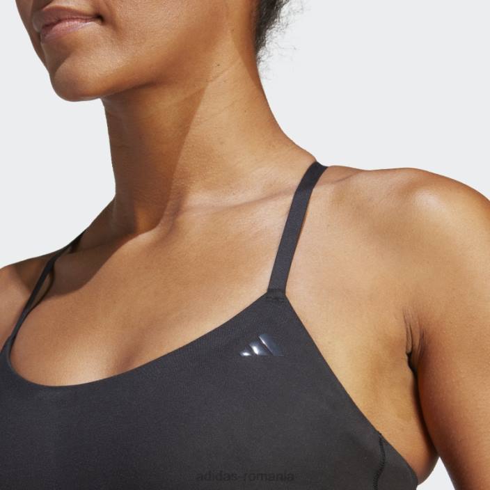 Adidas sutien cu paragate cu susținere luminoasă yoga studio negru femei negru/carbon 2JBN9193