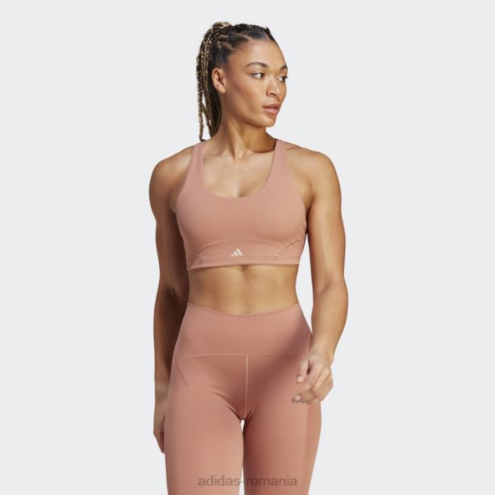 Adidas sutien cu suport mediu coreflow luxe studio argilă adidas femei lut 2JBN17184