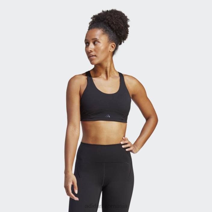 Adidas sutien cu suport mediu coreflow luxe studio negru femei negru 2JBN8990