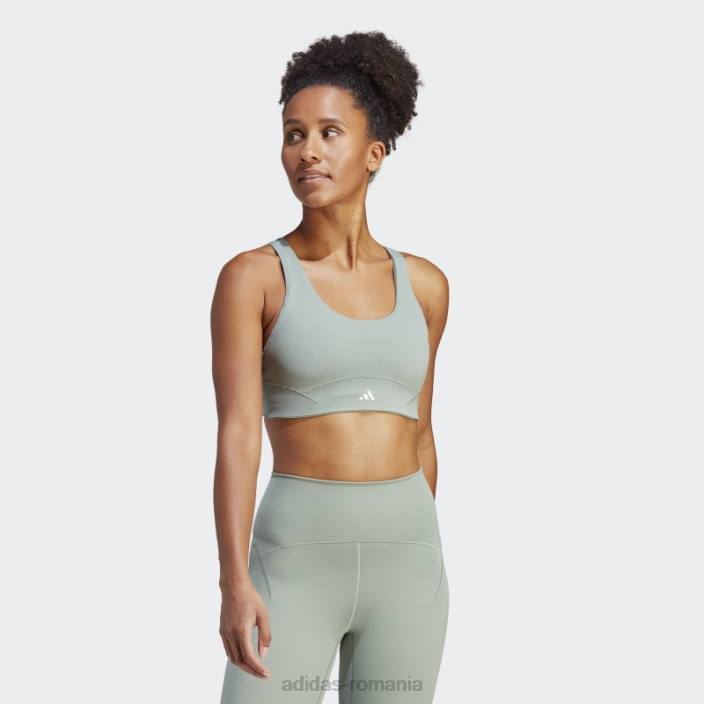 Adidas sutien cu suport mediu coreflow luxe studio verde argintiu femei verde argintiu 2JBN16649