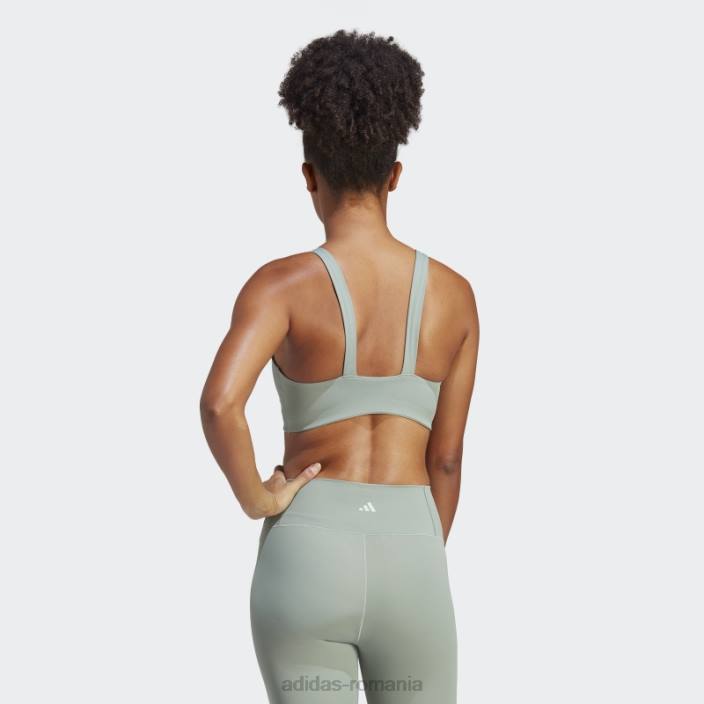 Adidas sutien cu suport mediu coreflow luxe studio verde argintiu femei verde argintiu 2JBN16649