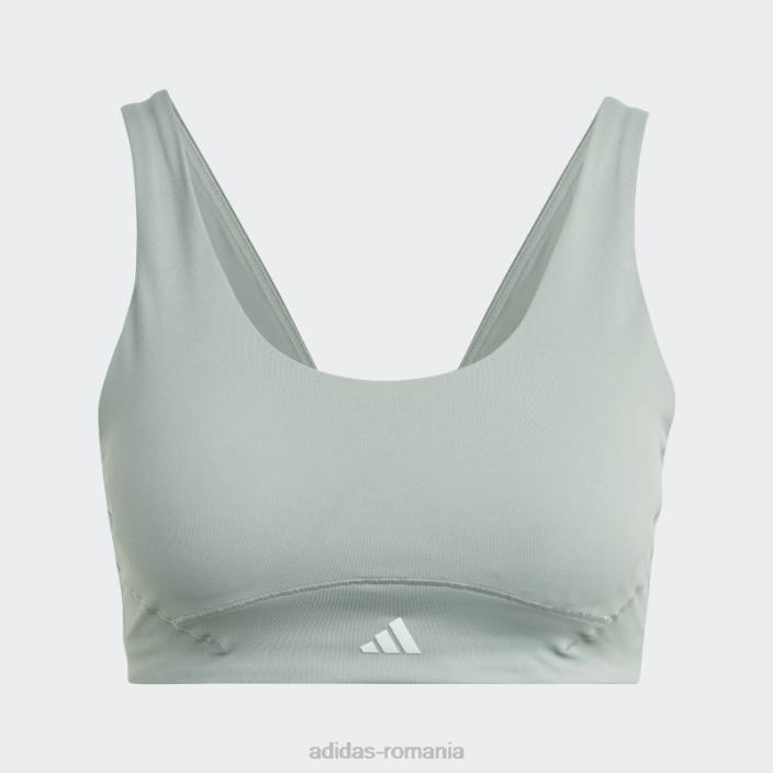 Adidas sutien cu suport mediu coreflow luxe studio verde argintiu femei verde argintiu 2JBN16649