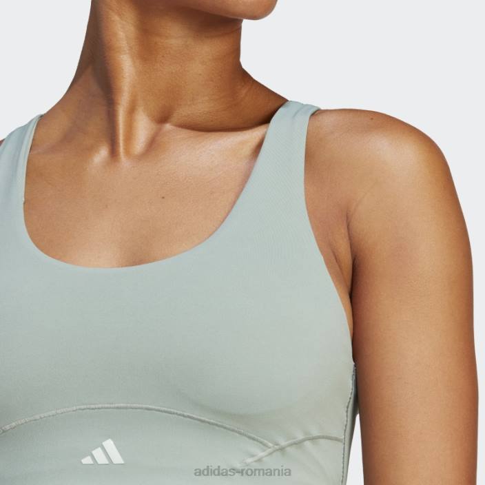 Adidas sutien cu suport mediu coreflow luxe studio verde argintiu femei verde argintiu 2JBN16649