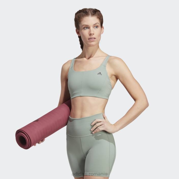 Adidas sutien cu suport mediu coreflow verde argintiu adidas femei verde argintiu 2JBN9072