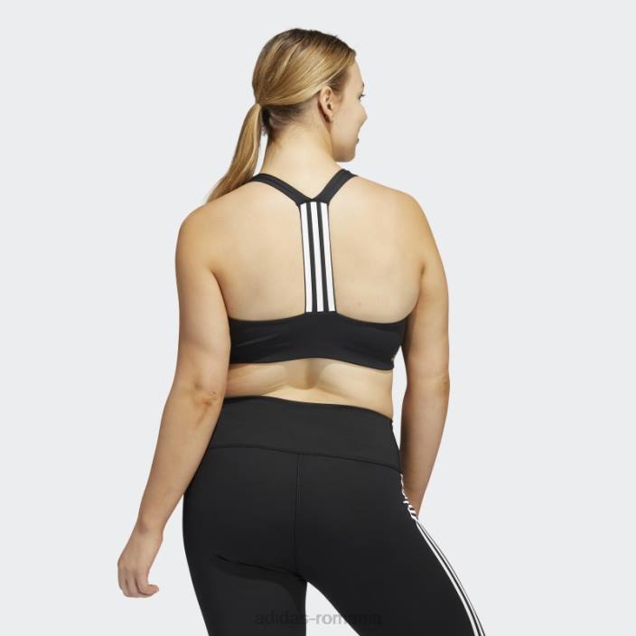 Adidas sutien cu suport mediu pentru antrenament powerimpact de la modă neagră (mărime plus) femei alb negru 2JBN9867