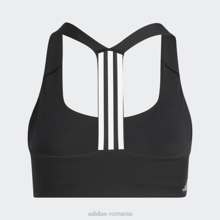 Adidas sutien cu suport mediu pentru antrenament powerimpact de la modă neagră (mărime plus) femei alb negru 2JBN9867