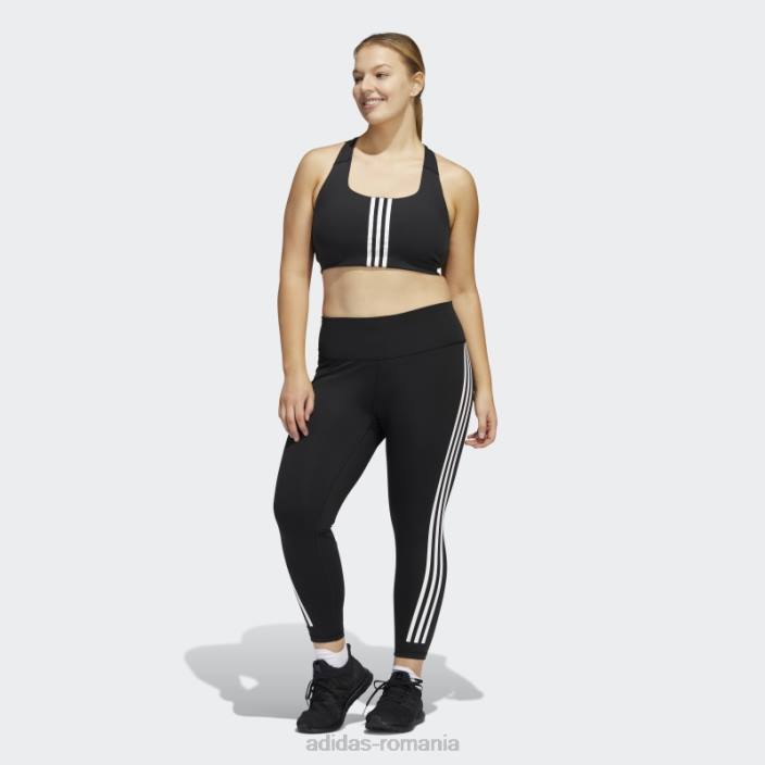 Adidas sutien cu suport mediu pentru antrenament powerimpact de la modă neagră (mărime plus) femei alb negru 2JBN9867