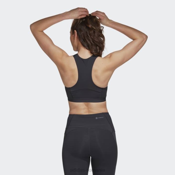 Adidas sutien de antrenament cu susținere medie carbon powerimpact luxe femei carbon 2JBN2908
