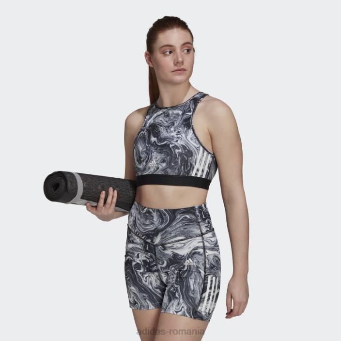Adidas sutien de antrenament hyperglam aeroready cu susținere ușoară cu imprimeu de marmură multicolor femei multicolor/negru 2JBN2803