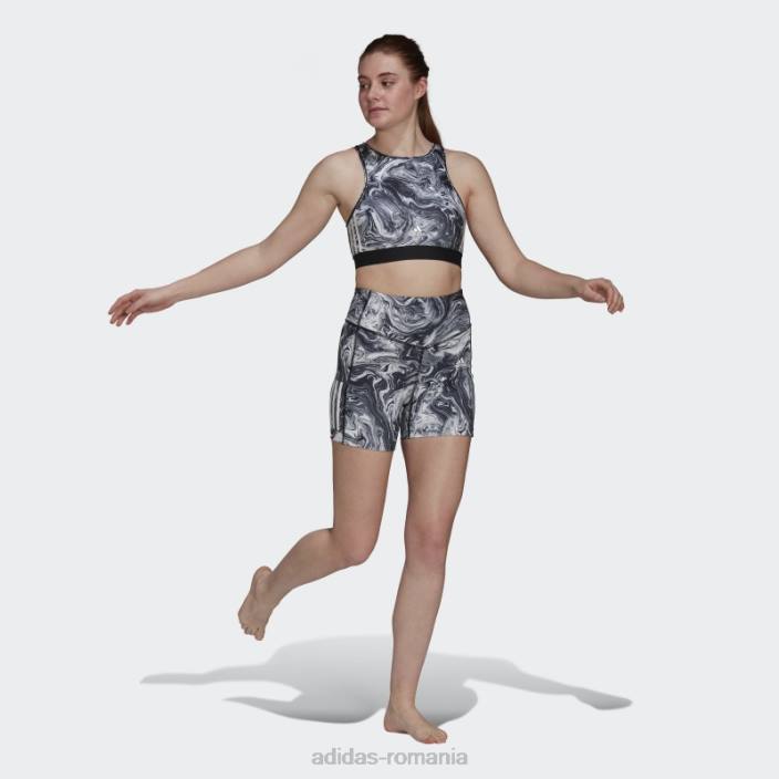 Adidas sutien de antrenament hyperglam aeroready cu susținere ușoară cu imprimeu de marmură multicolor femei multicolor/negru 2JBN2803