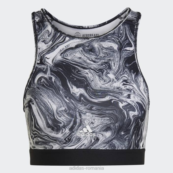 Adidas sutien de antrenament hyperglam aeroready cu susținere ușoară cu imprimeu de marmură multicolor femei multicolor/negru 2JBN2803