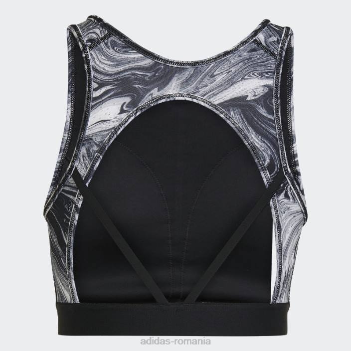 Adidas sutien de antrenament hyperglam aeroready cu susținere ușoară cu imprimeu de marmură multicolor femei multicolor/negru 2JBN2803